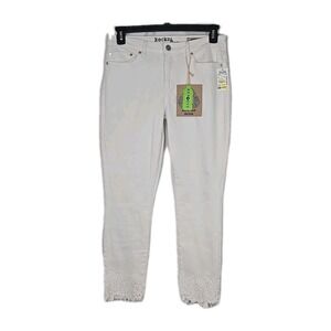 Rocks & Indigo White Denim Crochet Hem Women's Jeans 12/30